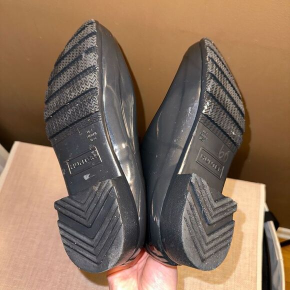 Hunter Womens Original Tour Short Gloss Rain Boots Charcoal Gray Color Size 9 - Picture 9 of 10